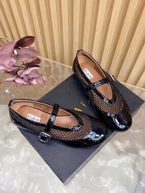 Alaia Retro Mesh Openwork Mary Jane Shoes